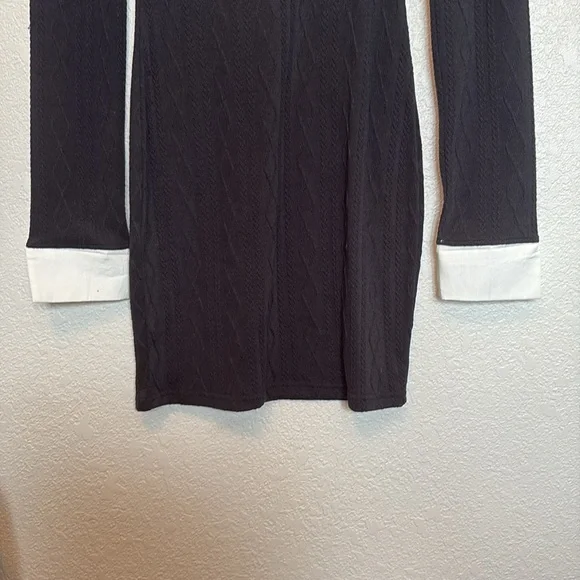 🖤Collared Knit Black and White Long Sleeve Dress (S) - Picture 4 of 8